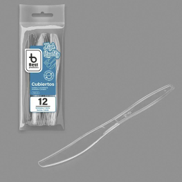 Cuchillo reutilizable transparente 19,5cm (12 unidades)